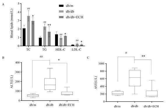 Fig. 3. The serum related indexes in the mice of each group. Fig. 3. The serum related indexes in the mice of each group.