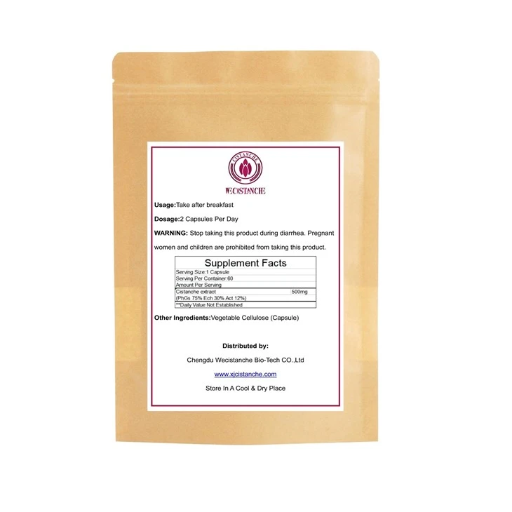 Cistanche Dietary Supplement Energy Supply Phenylethanoid Glycosides 75% Echinacoside 30% Acteoside 12% 60 Pieces